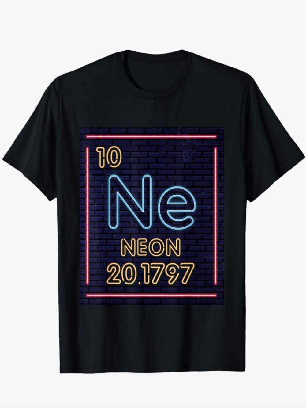 NWT Neon Element 'Ne' Graphic Tee - Black with Blue & Pink Neon, Men's Small